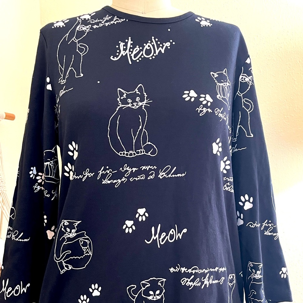 Allison Daley black cat quarter sleeve knit top size S/P